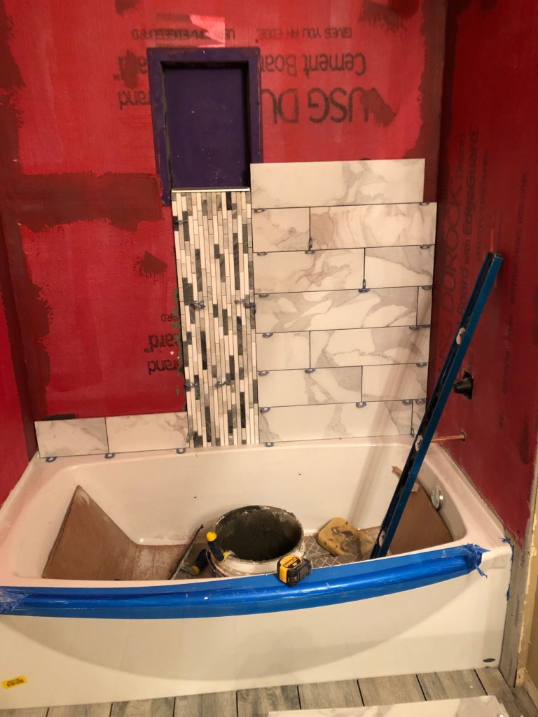Process Bathroom Remodeling - Wall Tile Installation