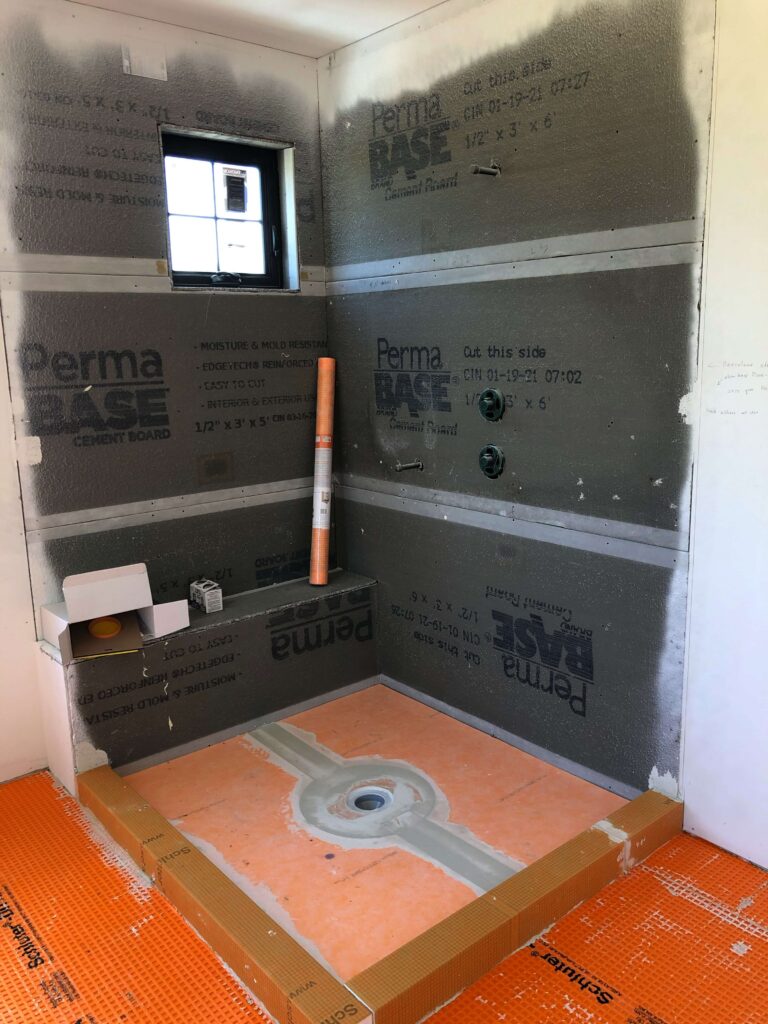 Installation of Schluter Shower Base and Curb